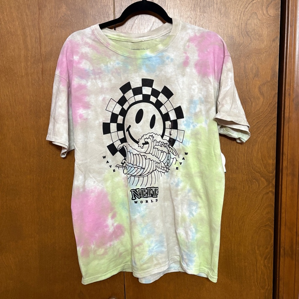Neff World Happy Face Wave Tie Dye Multicolor Short Sleeve Graphic Men's T-Shirt
